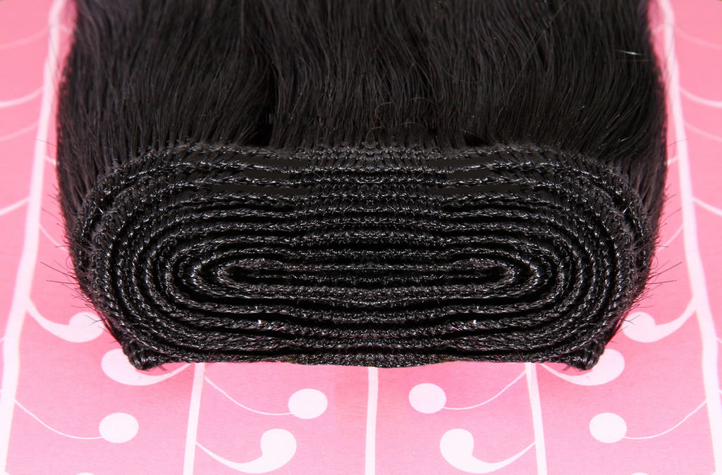 18" Dip Dye Deluxe Remy Weave Hair Extensions 140g in #1/18/Pink - Jet Black/Dark Ash Blonde/Pink