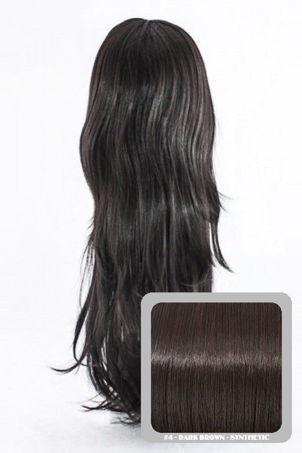 Chloe Long Natural Wavy Synthetic Half Head Wig in Dark Brown #4