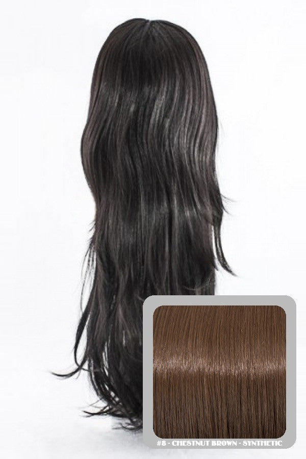 Chloe Long Natural Wavy Synthetic Half Head Wig in Chestnut Brown #8