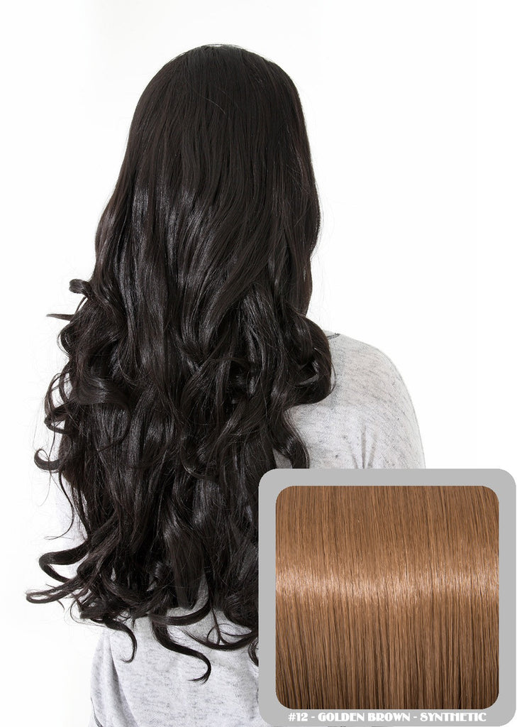 Eva 24" Long Loose Curls Half Head Wig in Golden Brown #12