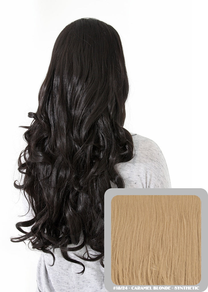 Eva 24" Long Loose Curls Half Head Wig in Caramel Blonde #18/24