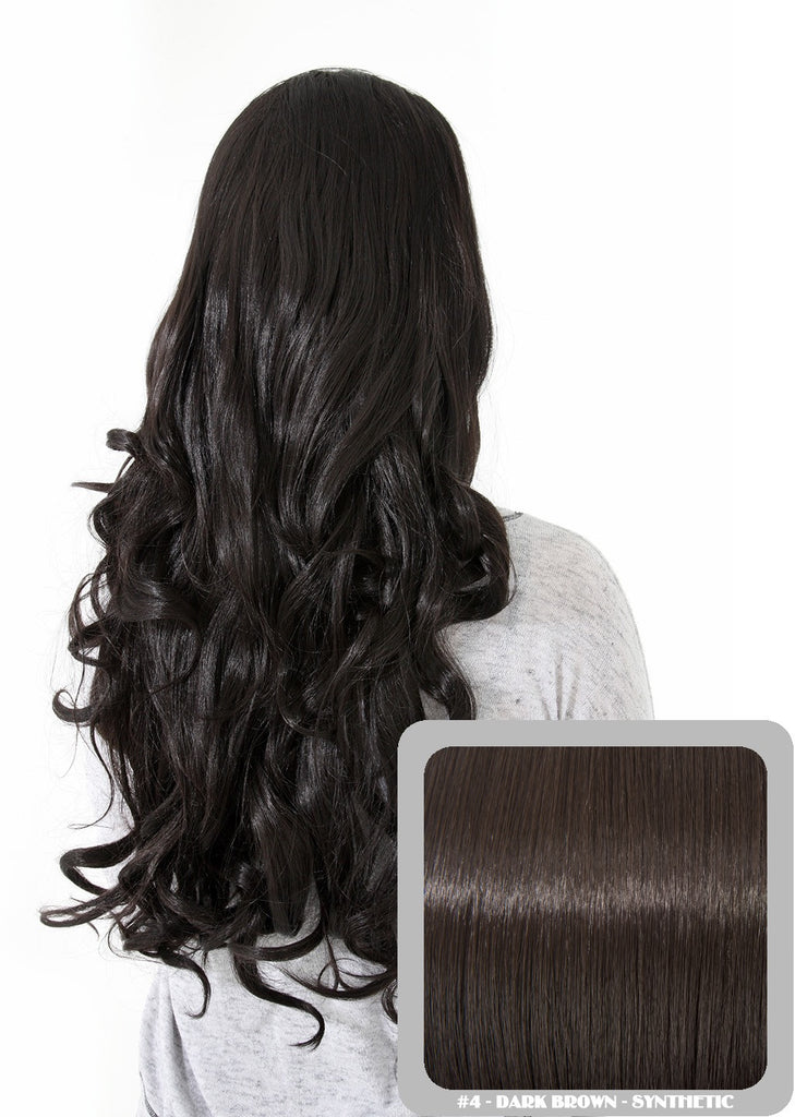 Eva 24" Long Loose Curls Half Head Wig in Dark Brown #4