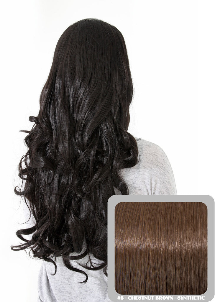 Eva 24" Long Loose Curls Half Head Wig in Chestnut Brown #8