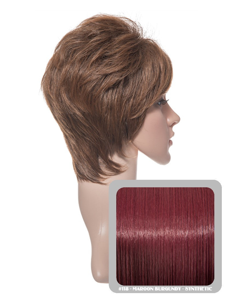 Lola Short Cropped Full Head Synthetic Wig in Burgundy #118