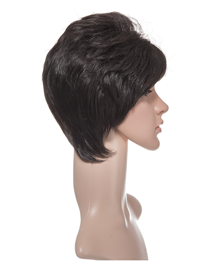 Lola Short Cropped Full Head Synthetic Wig in Dark Brown #4