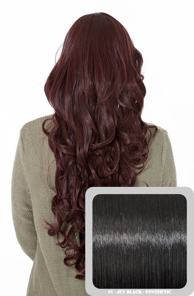 Olivia Long Curly Full Head Synthetic Wig in Jet Black #1
