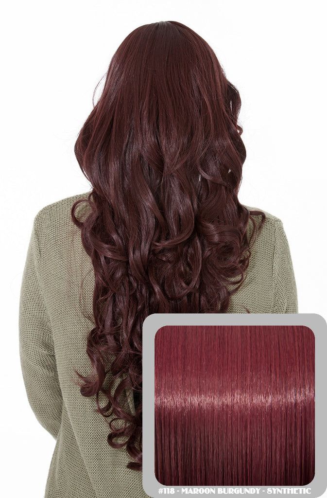 Olivia Long Curly Full Head Synthetic Wig in Burgundy #118
