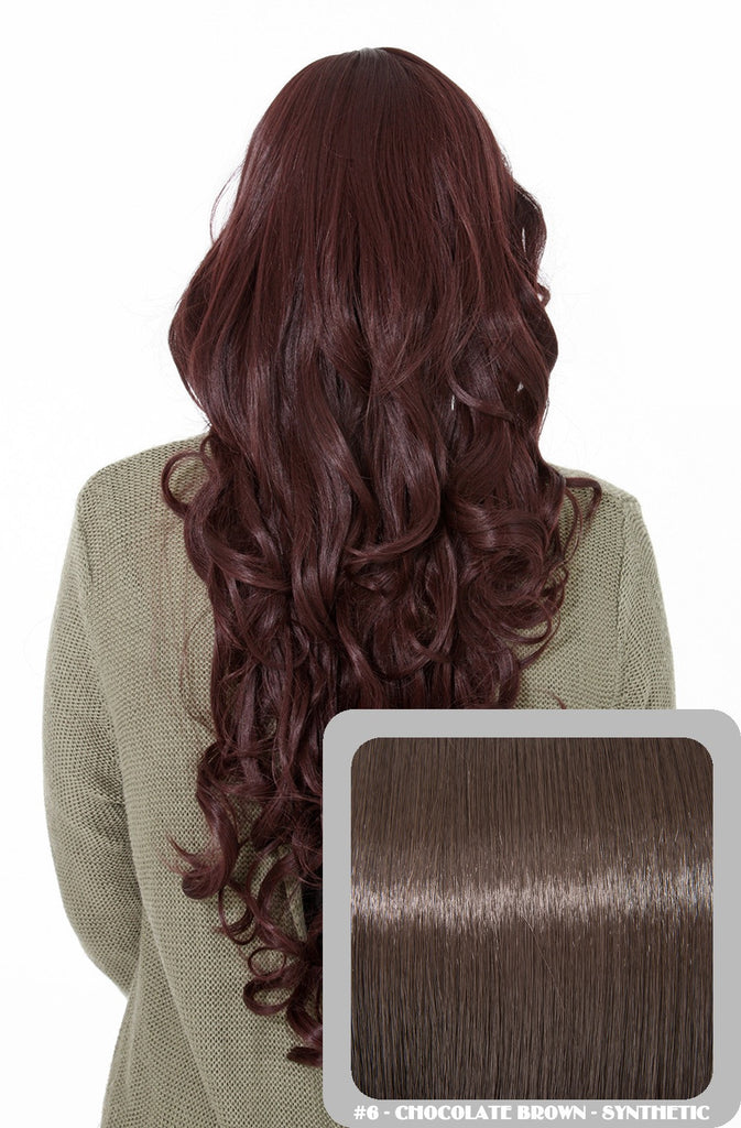 Olivia Long Curly Full Head Synthetic Wig in Chocolate Brown #6