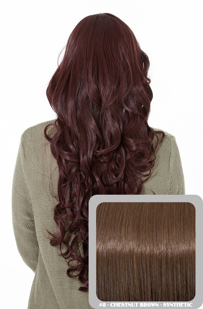 Olivia Long Curly Full Head Synthetic Wig in Chestnut Brown #8