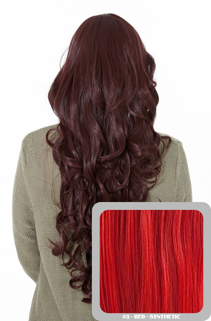 Olivia Long Curly Full Head Synthetic Wig in Red #3