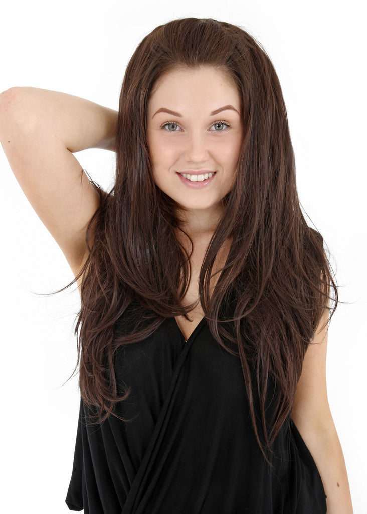 Angelina Reversible Flick Half Head Wig in #8 - Chestnut Brown