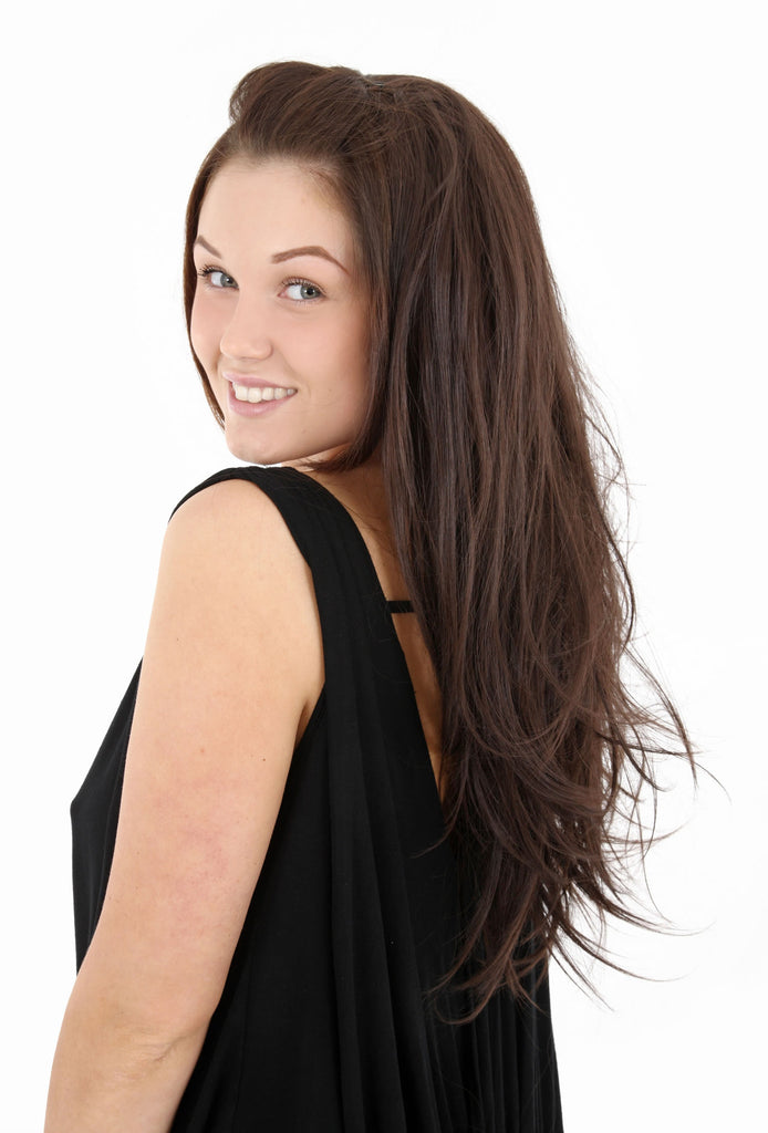Angelina Reversible Flick Half Head Wig in #1B - Natural Black