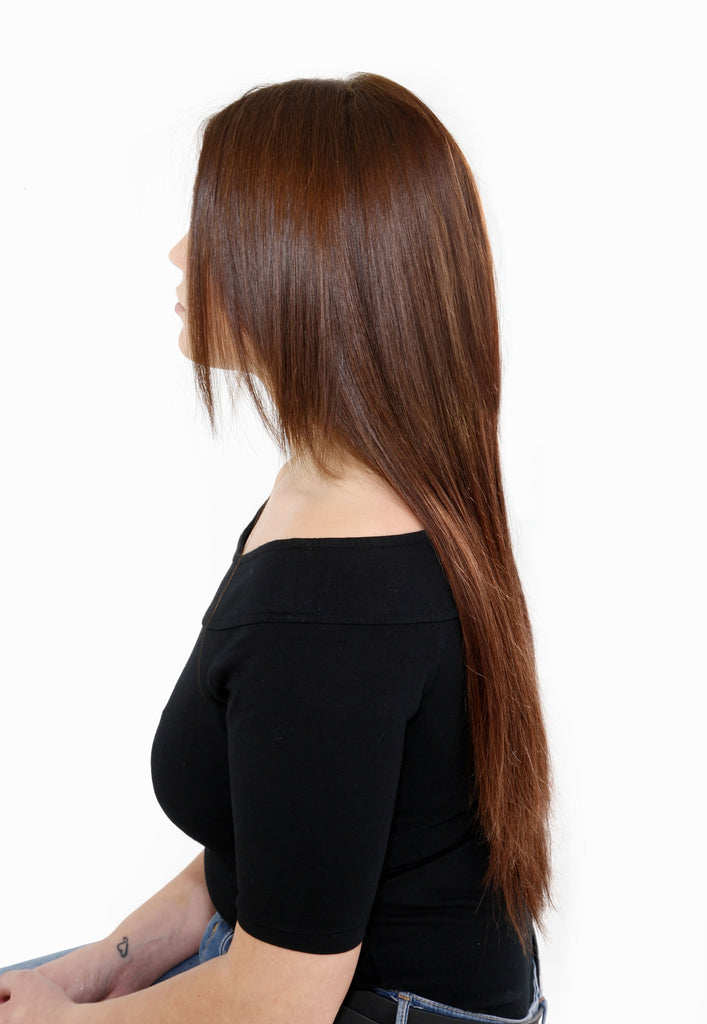 16" Full Head Remy Human Hair Clip In Extensions 100g In Caramel Blonde & Golden Brown (#12)