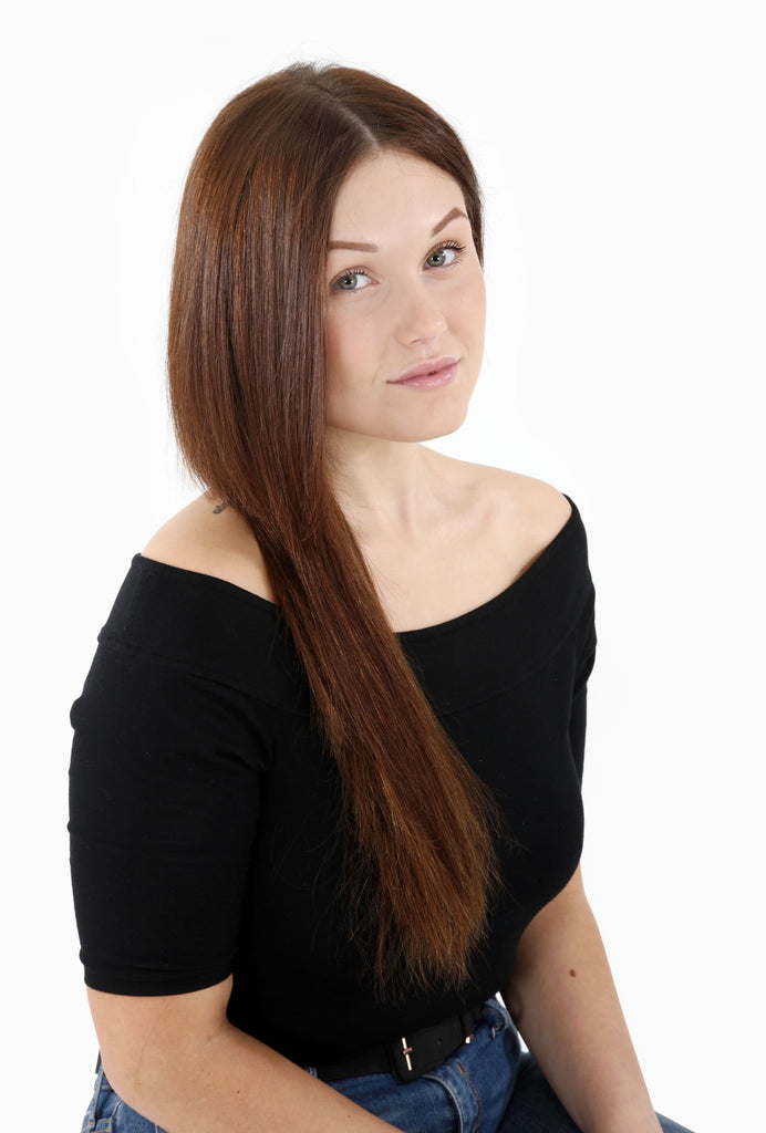 20" Full Head Remy Human Hair Clip In Extensions 100g In Dark Auburn (#33)