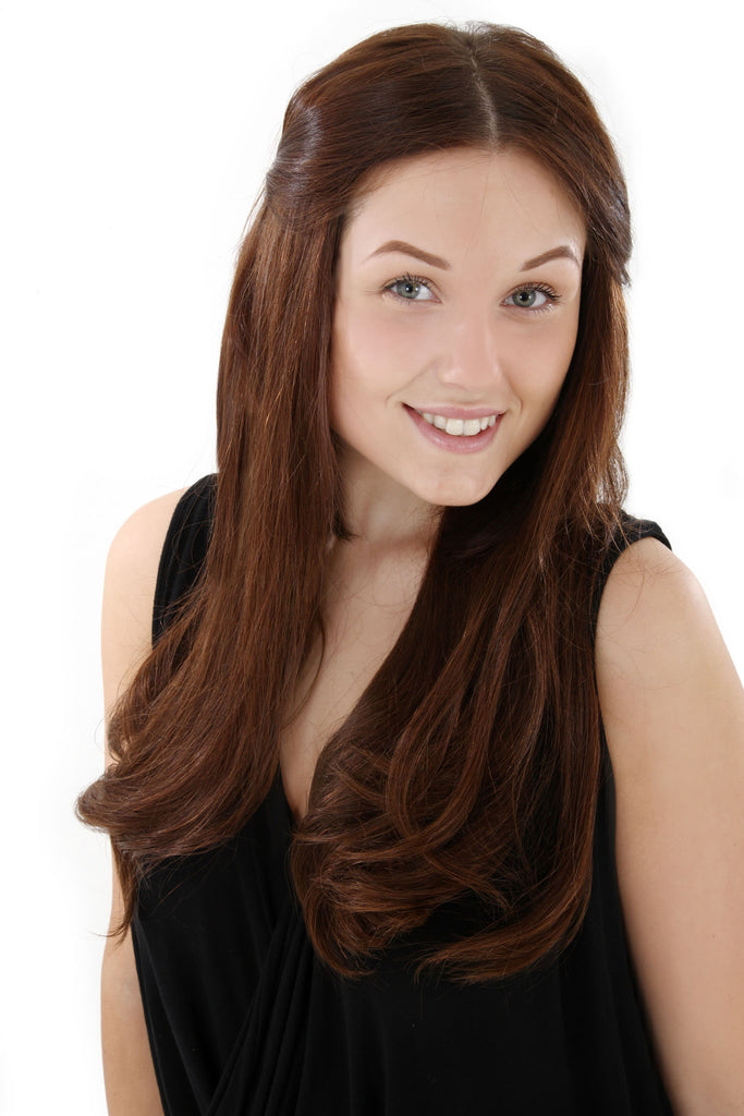 16" Full Head Remy Human Hair Clip In Extensions 160g In Caramel Blonde & Golden Brown (#12)