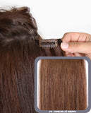16" Full Head Remy Human Hair Clip In Extensions 100g In Chocolate Brown (#6) - Dolled Up Hair Extensions - 1