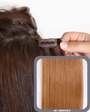 16" Full Head Remy Human Hair Clip In Extensions 100g In Chestnut Brown (#8) - Dolled Up Hair Extensions - 1
