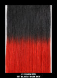 18" Dip Dye Deluxe Remy Weave Hair Extensions 140g in #1/Dark Red - Jet Black/Dark Red - Dolled Up Hair Extensions - 1