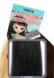 20" Remy Human Hair Invisible Tape Extensions 75g in Jet Black (#1) - Dolled Up Hair Extensions - 1