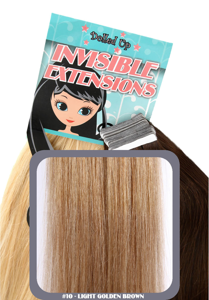 16" Remy Human Hair Invisible Tape Extensions 75g in Light Golden Brown (#10)