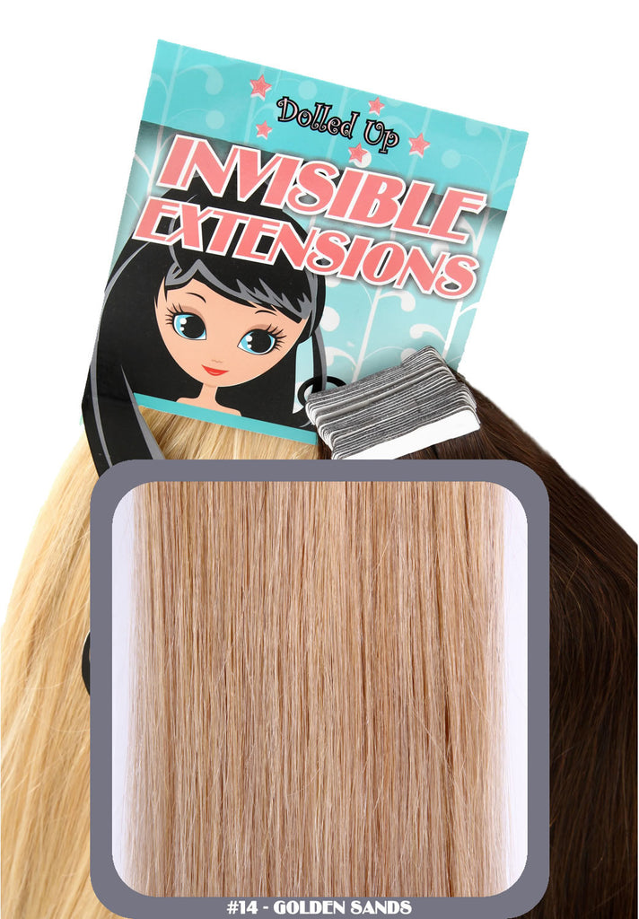 20" Remy Human Hair Invisible Tape Extensions 75g in Golden Sands (#14)