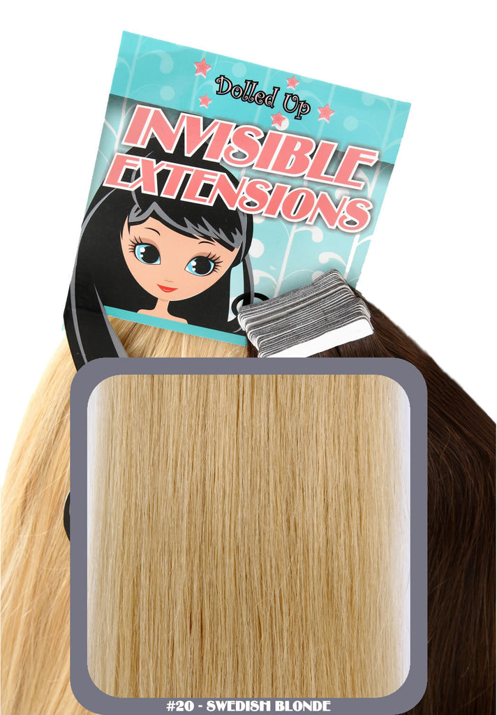 18" Remy Human Hair Invisible Tape Extensions 75g in Swedish Blonde (#20)