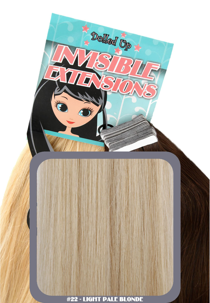 16" Remy Human Hair Invisible Tape Extensions 75g in Light Pale Blonde (#22)