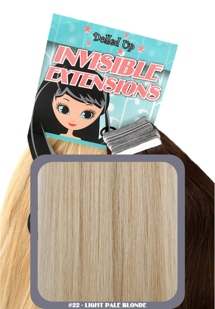 18" Remy Human Hair Invisible Tape Extensions 75g in Light Pale Blonde (#22)
