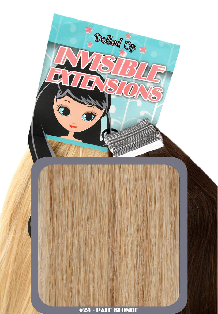 20" Remy Human Hair Invisible Tape Extensions 75g in Pale Blonde (#24)