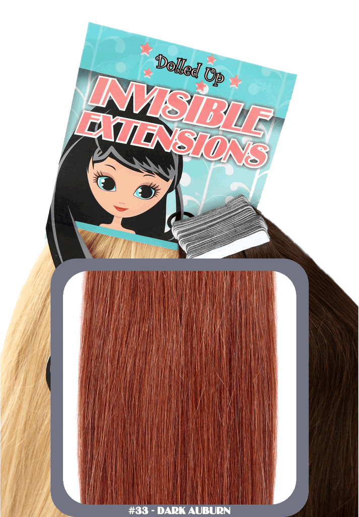 18" Remy Human Hair Invisible Tape Extensions 75g in Dark Auburn (#33)