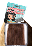 16" Remy Human Hair Invisible Tape Extensions 75g in Dark Brown (#4) - Dolled Up Hair Extensions - 1