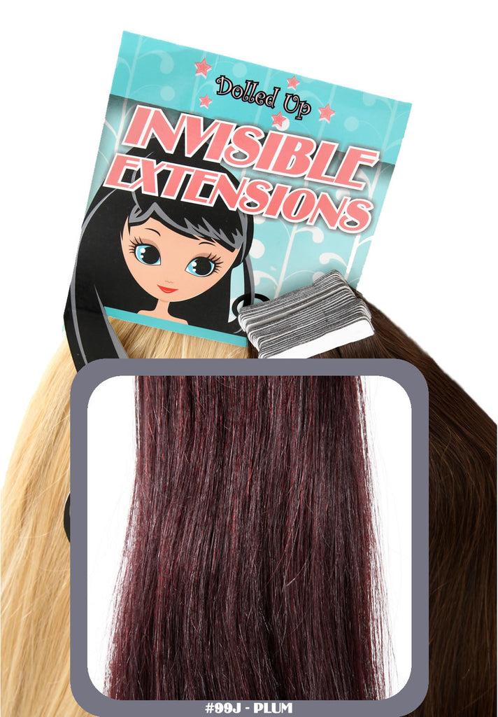 16" Remy Human Hair Invisible Tape Extensions 75g in Plum (#99J)