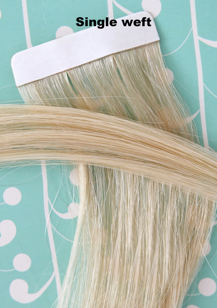 16" Remy Human Hair Invisible Tape Extensions 75g in Pale Blonde (#24)